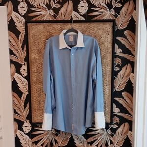 Brooks Brothers Men's Blue Shirt with White Collar